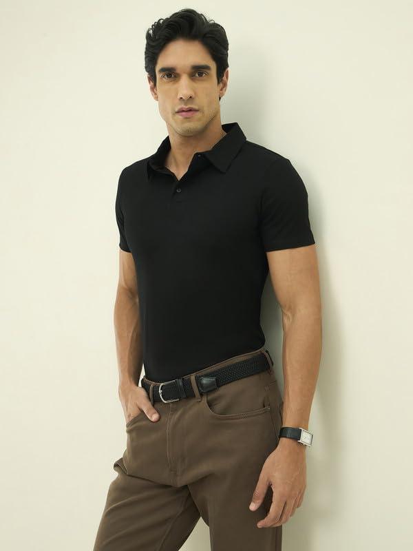 Image of Polo T-Shirt for Men's | Cotton Blend T-Shirt with Half Sleeve | Polo Neck with Regular Fit | Button Closure for Casual Wear