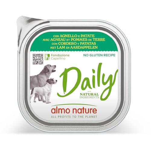 Almo Nature Daily Nassfutter für Hunde mit Lamm und Kartoffeln, Ohne Gluten 9er Pack (9×300 g)