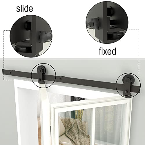 Bonikluba 52" Bi-Folding Sliding Barn Door Hardware Top Mount Roller Kit,Smoothly&Quietly-Simple And Easy To Install Fit 2X24" Doors Panels-Basic"T"[Door Not Included] #TOP2