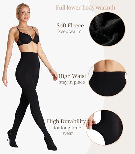 Fleece Lined Tights for Women, Comfortable Thermal Tights for Winter, Women’s Thick Pantyhose2