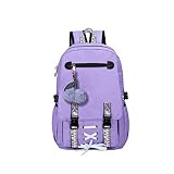 Tiedan Kids Backpack for Girls, School Backpack with Pompoms, Cute Girly Fashion Backpack for 6-12 Years Old(Purple)