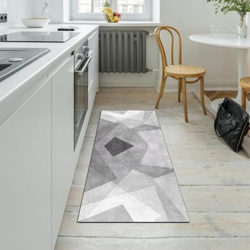 Alfombra de pasillo gris 100x180 cm moderna lavable para decorar el hogar 5