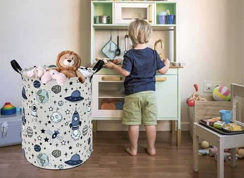 Image of Round Laundry Basket Storage Bins Nursery Hamper Gift Baskets for Home,Office,Home Decor