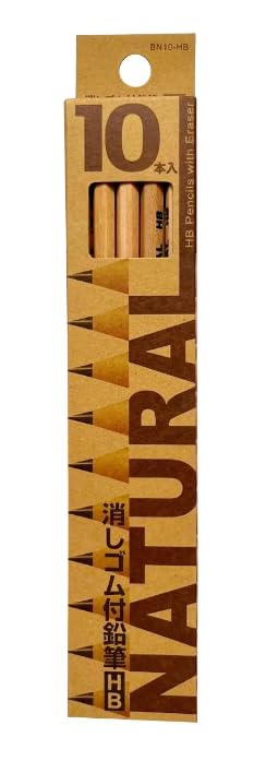 Amazon | BE NATURAL 消しゴム付き鉛筆 HB 10本入 2378 | 鉛筆