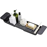 Expandable Bathtub Tray Drain Bath Caddy Tray Retractable Bath Caddy Tray Bathtub Storage Rack with
