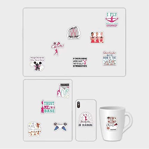 Cheerleader Stickers |50 Pcs Cheerleading Waterproof Vinyl Decals for Water Bottles Laptop Luggage Cup Computer Mobile Phone Skateboard Guitar Helmet Snowboard Décor