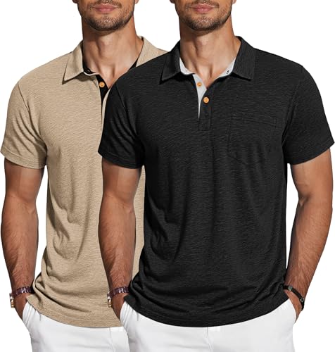AUSELILY MEN Mens Polo Shirts Short Sleeve Cotton Casual Summer
