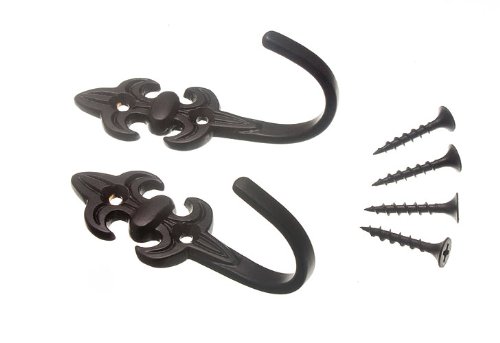 Lot Of 20 Curtain Tie Hold Back Haken 80mm Fleur De Lys Black + śruby