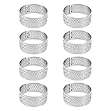 Uyauld Stainless Steel Perforated Tart Ring, 2 inch Mini Heat-Resistant Cake Mold Ring, 5CM Nonstick Pastry Dessert Utensil, Circle Baking Tool for French Fruit Tarte, Round (2“ (5cm) 8Pcs)
