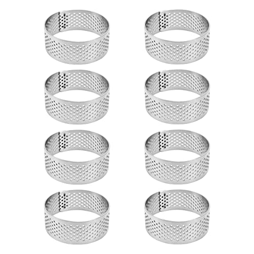 Reviews de Anillos para tartas que puedes comprar esta semana. 42 Uyauld - Anillo de acero inoxidable perforado para tartas, mini anillo de molde resistente al calor de 2 pulgadas, utensilio de postre antiadherente de 5 cm, herramienta de hornear...