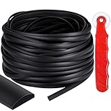 LEIFIDE Flat Screen Spline 0.315 Width Vinyl Window Screen Spline with Rolling Tool Black Flat Bottom and Curved Top Edge Repair Kit for Installing Window Patio Door(100 ft)
