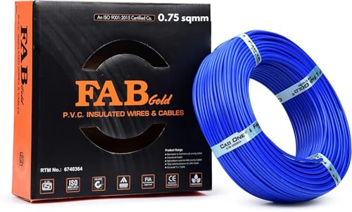 Image of 0.75 sqmm Single Core Copper Electrical Wire, 90 Meter (Blue) | Heat Resistant & Flame Retardant (FR) | Lead-Free LSH House Wire for Home & Industrial Use