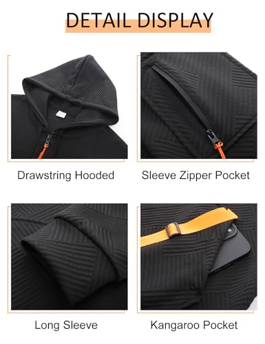 Kissonic Hoodies for Men Quarter Zip Pullover Vintage Workout Hoodie Casual Military Tactical Sweatshirt with Pockets(Black-L)4