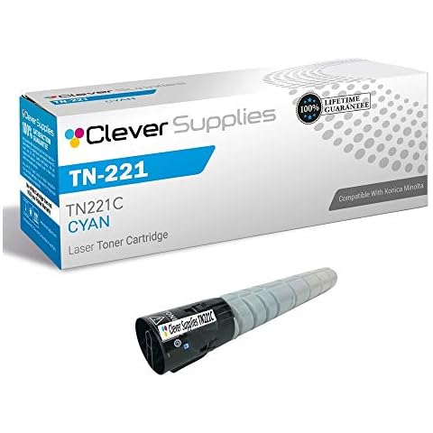 Clever Supplies CS Compatible Toner Cartridge Replacement for Konica Minolta TN-221 TN221C Cyan Bizhub c227 c287 Toner Cartridge Cyan Cover