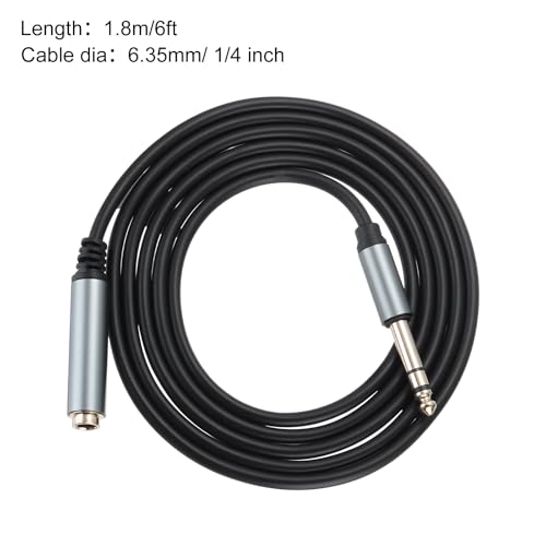 Cable auxiliar 6.35mm 1/4" TRS macho a hembra 1.8 m miniatura 3
