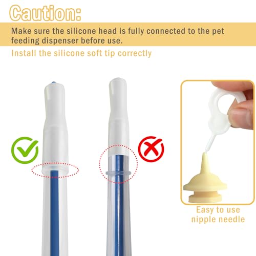 Tabletteneingeber Katze mit Haustier Fütterung Silikon Nippel Set | Umfangreiches Komplettset mit 6 Spritzen (1ml/5ml/10ml), Applikator und Aufzuchtnippeln für Welpen, Hunde und Katzen