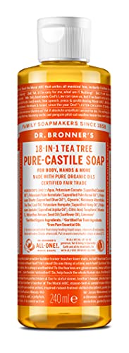 Dr. Bronner’s Savon Liquide Bio 18-en-1 Arbre à Thé 240 ml | Savon Naturel Multiusage | Action Purifiante & Purifiante Peaux à Imperfections | Vegan, et...