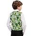 Uourmeti Green Leaf Toddler Boy Vest 11-12Y Oil Painting St Patricks Day Costumes Vests Casual Graphic Jackets Sleeveless Fashion V Neck Vest with Pockets Indoor Celebrations Party Tops