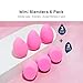 AOA STUDIO Collection MiNi Makeup Sponge Set Blender Latex Free and High-definition of 6 For Powder Cream Liquid, Super Soft Wonder Beauty Cosmetic 3 Tear Drop + Beveled Shape (Pink)