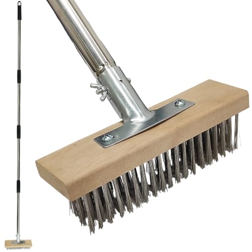 Armo Heavy Duty Telescopic Patio Deck Garden Wire Broom Cleaner Scrubber Garden Brush For Removing Weed Moss Algae 170CM