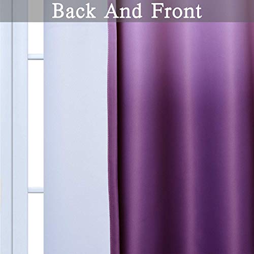 Image of SimpleHome Ombre Gradient Purple White to Gray Curtains for Bedroom,52Wx84L | Room Darkening Curtains,Light Blocking Thermal Insulated Grommet Window Curtains for Living Room,2 Panels,84 Inches Length