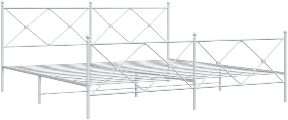vidaXL Bed Frame White Steel 76 x 80 in Bed Frame Rectangular