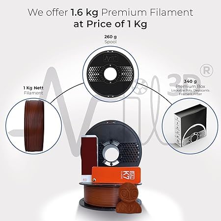 Image of NFIL3D 1KG Net Turbo Finish PLA+ Mocha Brown 3D Printer Filament | Filaments for 3D Printer| 1.75mm| Accuracy + /- 0.015mm | 1000g 3D Filament, 250g Spool, 350g Packaging Weight (Total Weight 1.6KG)