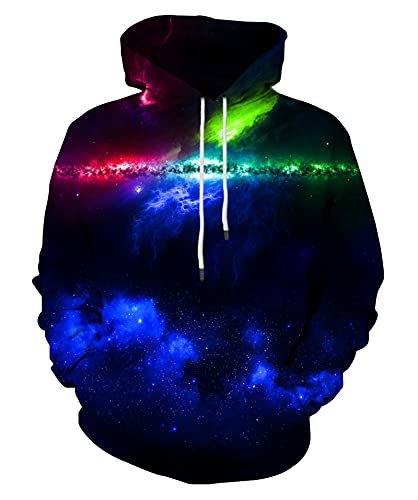 LAIDIPAS Adult Hoodie 3D Novelty Sweatshirts for Men Graphic Women's Crewneck Sweater Cool Galaxy Space Sportswear Clothing for Men Women XXL
