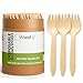 WoodU Wooden Disposable Mini Sporks 4" Biodegradable Compostable Eco Friendly (100 Pack) Perfect for Dessert, Appetizers, Cocktails