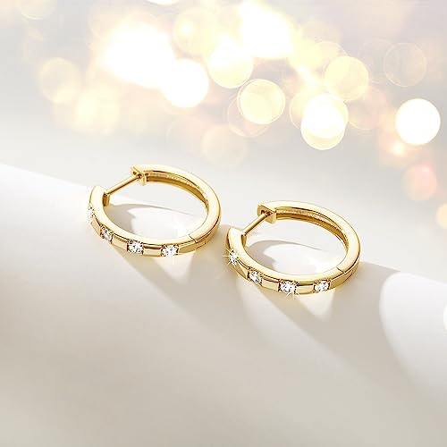 Gold Hoop Earrings for Women 14K Gold Earrings Dazzling Cubic Zirconia Lightweight Gold Earrings for Women Gifts for Women 20mm4