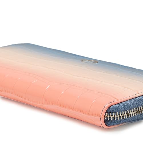 Image of Caprese Eva Women's Wristlet Zip Around Wallet, Large| Stylish Faux Leather Wallet with Zipper Closure | Three Compartments & Card Slots | Elegant Design for Casual & Special Occasions (Navy Blue)