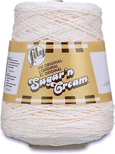 Image of Lily Sugar N Cream Cones Soft Ecru Yarn - 1 Pack of 14oz /400g - Cotton - #4 Medium - 706 Yards - Knitting /Crochet