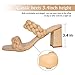 Athlefit Women's Braided Heeled Sandals Fashion Square Open Toe Comfortable Slip on Block Khaki Heels Size 6.5
