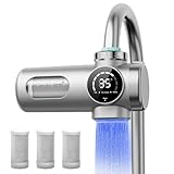 Combo Eurolife Faucet Mount Water Filter EL-LS-A15, LED Sink Water Filter with UV Light and Real Time Filter Life Indicator, Carbon Filter 8 Level fine Filtration, Extra More 2 Carbon Filter Included