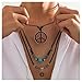 Imagen de ZephyrHome Collar hombre bohemio en capas con colgante Peace