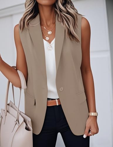 IDEALSANXUN Womens Vest Fashion Dressy Notch Lapel Sleeveless Blazer Suit Jackets Office Work Clothes3