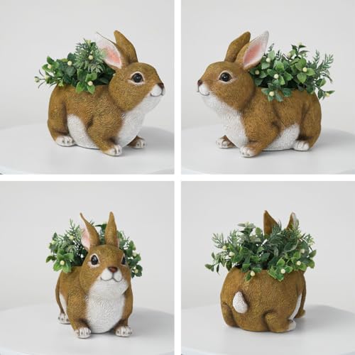HAUCOZE Flower Pot Succulent Cacuts Planter Rabbit Statue Decor Modern Sculpture Gifts Table Crafts Polyresin Arts 22cm - Image 4
