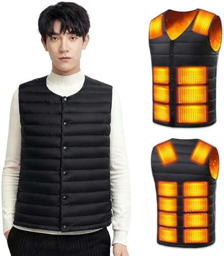 （07:30時点） [roasicee] 電熱ベスト ヒーターベスト 【Vネック/丸首切り替え可能&前後18枚ヒーター】 日本製ヒーター ヒートベスト USB/DC給電可 3段階調温 速暖 洗濯可 インナー メンズ レディース