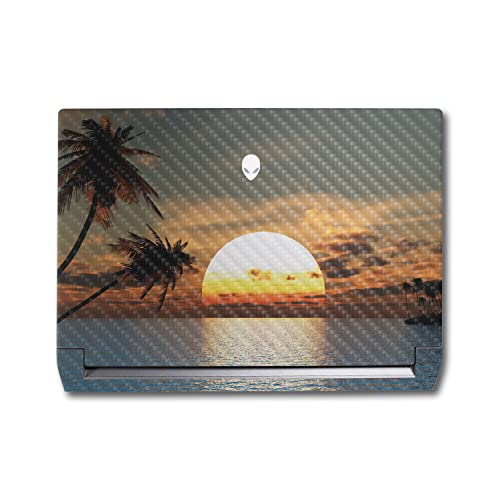Image of MightySkins Carbon Fiber Skin Compatible with Alienware M17 R5 (2022) Full Wrap Kit - Tropical Sunset | Protective, Durable Textured Carbon Fiber Finish | Easy to Apply | Made in The USA