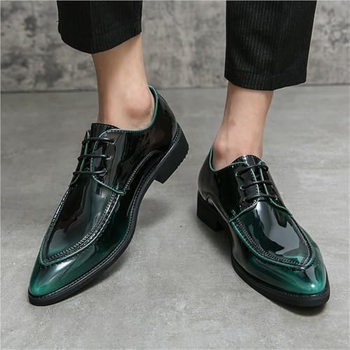 Dress Shoes for Men Lace Up Pointed Burnished Toe PU Leather Derby Shoes Non Slip Resistant Block Heel Wedding3