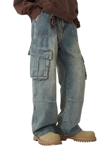Baggy Cargo Pants for Men Women Loose Fit Skater Jeans Y2k Wide Leg Cargo Jeans Streetwear Grunge Clothes