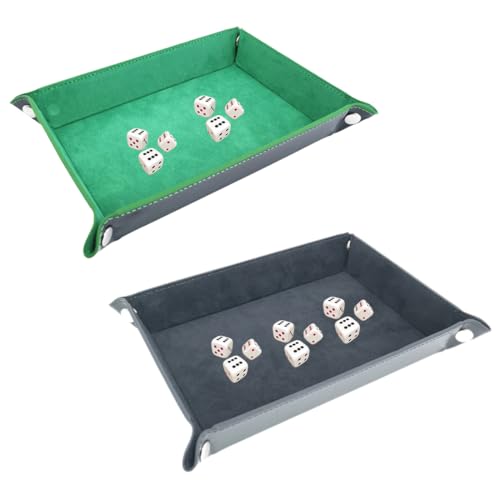 JYNVO 2pcs Piste de Dés Pliable, Plateau de Dés Cuir Rectangulaire Velours, Double Face pour DND, RPG & Jeux de Table