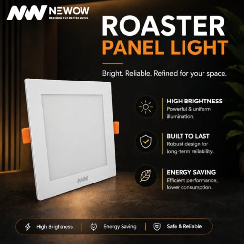 Image of NW 5W Roaster Square LED Panel Light | Concealed Ceiling Downlight | False Ceiling Recessed Light | Energy Efficient | High Brightness | 2 Year Warranty | Light Color- Warm White (Pack of 6)