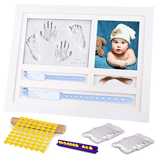 Baby handavtryck och fotavtryck set, MAISITOO handavtryck från spädbarn lera fotavtryck set för nyfödda och småbarn, bildram baby, baby present flicka personliga souvenir