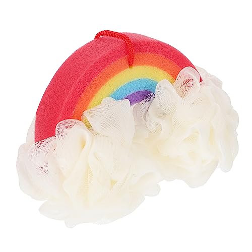 SHERCHPRY 1pc Colorful Shower Sponge Exfoliating Scrubber for Rainbow Bath Ball Gentle Skin Massage for Arms Legs and Back Hanging Design for