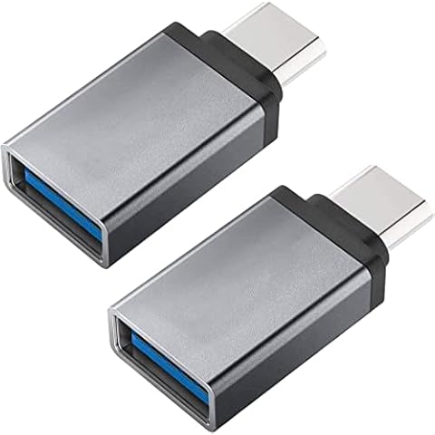 USB C to USB Adapter, USB C Male to USB A Female Converter Thunderbolt 3 to USB 3.1/3.0/2.0 for Macbook Pro, Chromebook, Pixelbook, Galaxy S8 S9 Plus Note 8 9, LG V40 G7 G6 (2 pieces) Cover