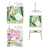 2 Pack Water Coloring Book,DIY Adult Watercolor Painting Book,Watercolor Book with Color Powder Doodle Pad Coloring Book Art Craft Gift for Children,Suitable for Teenagers Adult Beginners（Encounter）