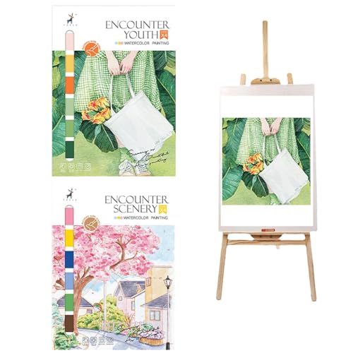 Pacote com 2 livros de colorir de água, livro de pintura em aquarela para adultos, livro de aquarela