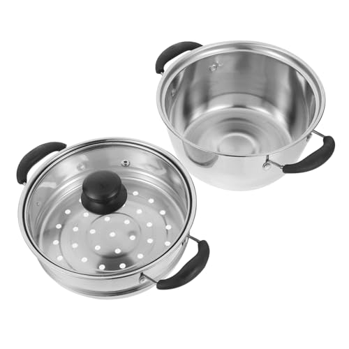 HIAKDOFT Olla de Vapor de Acero Inoxidable Olla de Sopa Resistente al Calor para Cocina de Inducción Capacidad Grande y Fácil Limpieza Utensilio Casero Anticorrosión para Cocer al Vapor