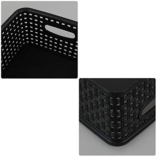 Xowine Black Plastic Storage Basket, Set of 6 Organizer Plastic Basket